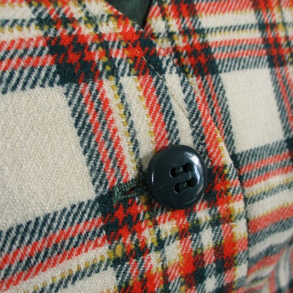 VINTAGE Pendleton Vest Womens 11 12 Orange Green Plaid Wool USA Made 70s Jrs - Picture 6 of 12